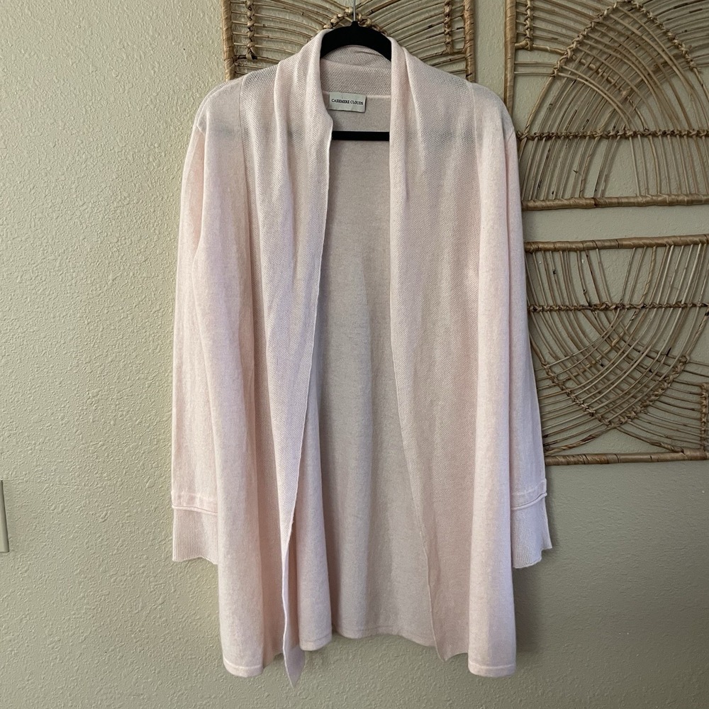 Clouds Cashmere Double Cuff Cardigan Sweater Ethical Cozy Pink Canada OS NWT B4